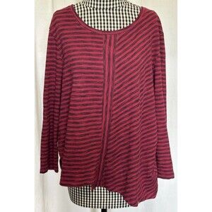 Habitat Top Asymmetrical Hem Tunic Size L Red Cotton Knit Lagenlook